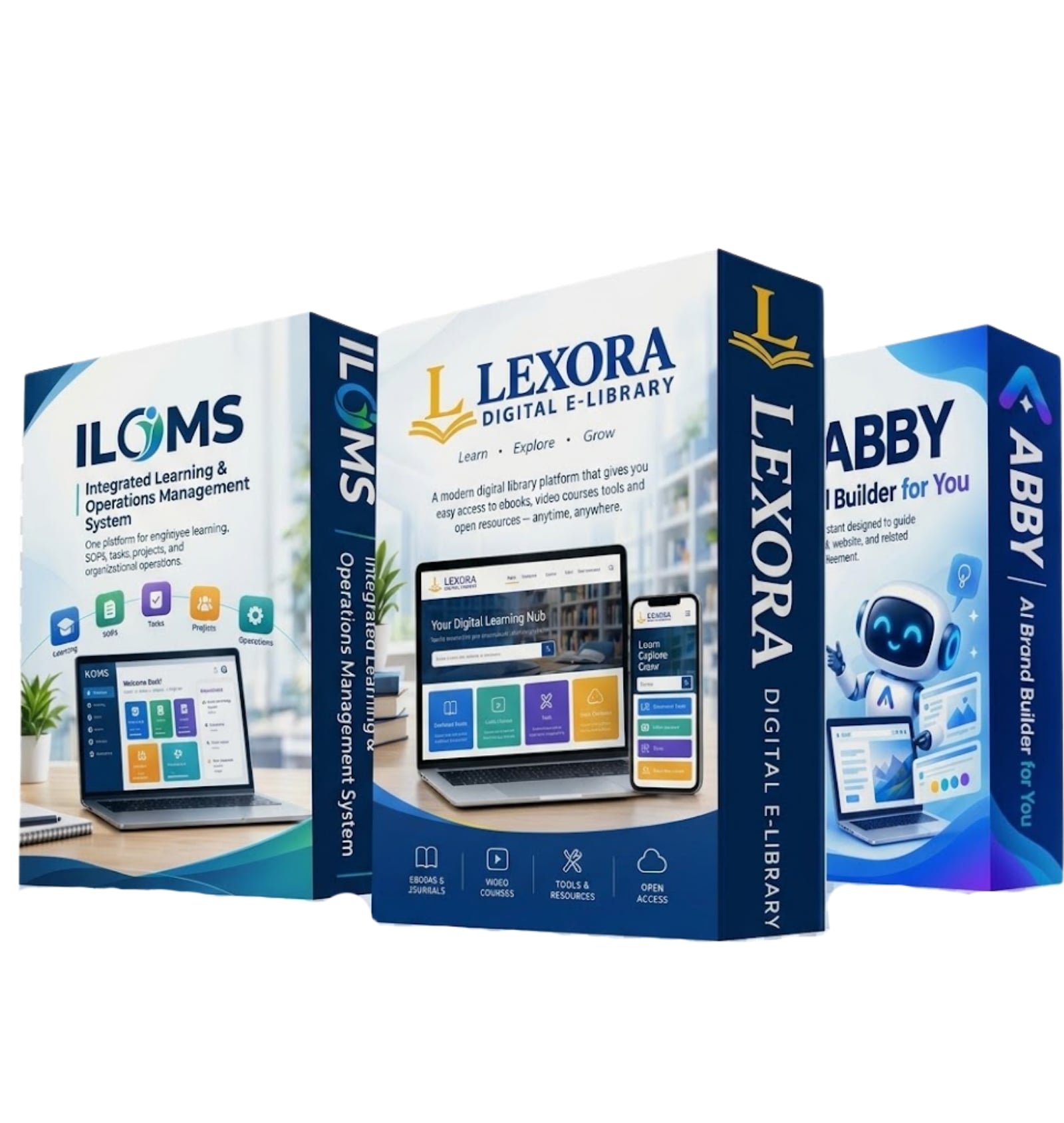 ILOMS, LEXORA Digital E-Library, and ABBY AI Brand Builder